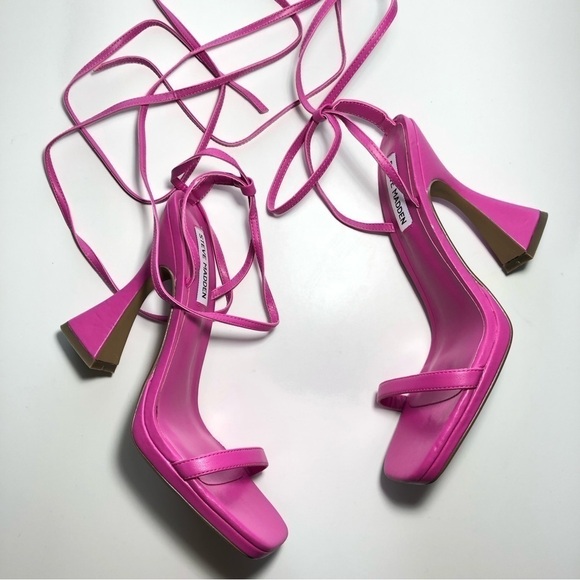 NEW Steve Madden Lafayette Lace Up Sandals in Fuchsia size 9.5 - Picture 3 of 11